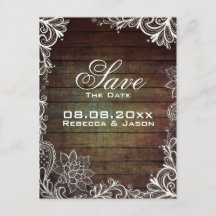 Rustieke Barnwood Lace Country Wedding Save the Da