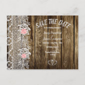 Rustieke Barnwood & Lace Save The Date Wedding Briefkaart (Voorkant)