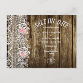 Rustieke Barnwood & Lace Save The Date Wedding Briefkaart