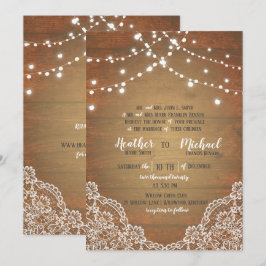 Rustieke Barnwood Lace String Lights Bruiloft W / Kaart