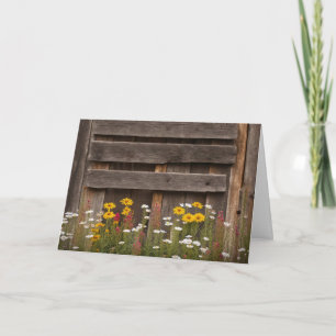 Rustieke Barnwood met wilde bloemen Kaart