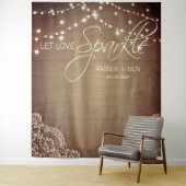 Rustieke Barnwood Slingerlampen Lint Huwelijk Wandkleed (In situ)