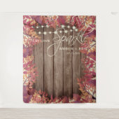 Rustieke Barnwood String Lights Floral Fall Bruilo Wandkleed (Voorkant)