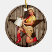 rustieke BarnWood texas ster western land cowgirl Keramisch Ornament (Voorkant)