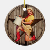 rustieke BarnWood texas ster western land cowgirl Keramisch Ornament (Achterkant)