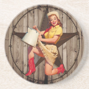 rustieke BarnWood texas ster western land cowgirl Zandsteen Onderzetter
