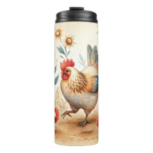 Rustieke Barnyard Chickens Boho Country Boerderij Thermosbeker