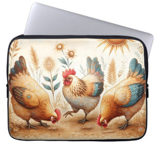 Rustieke Barnyard Chickens Boho Laptop Mouw Sleeve