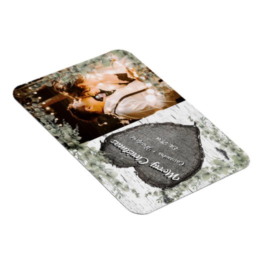 Rustieke bast houten hart Eucalyptus groen Magneet (Rechterzijde)