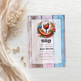 Rustieke BBQ Afstuderen Party Foto Kaart