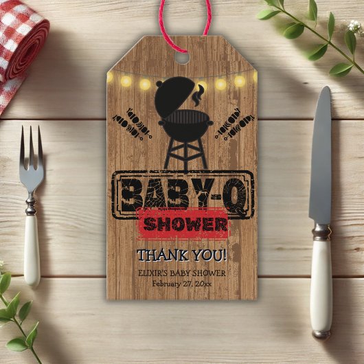 Rustieke BBQ-Baby Grill Baby shower Cadeaulabel