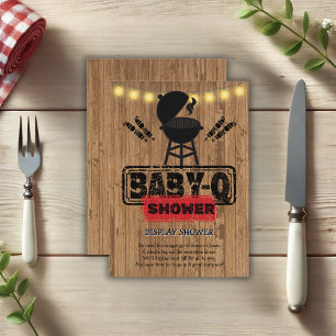 Rustieke BBQ-Baby Grill Baby shower Informatiekaartje