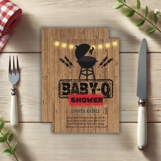 Rustieke BBQ-Baby Grill Baby shower Informatiekaartje