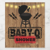 Rustieke BBQ-Baby Grill Baby shower Wijn Etiket (Enkel label)