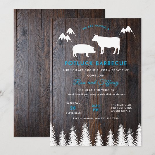 Rustieke BBQ bruiloft Kaart (Voorkant / Achterkant)