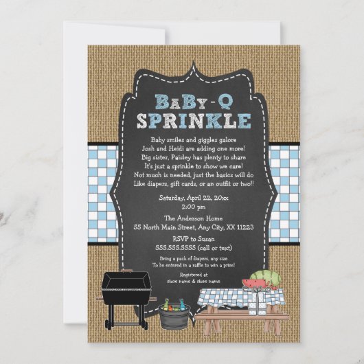 Rustieke BBQ jongen baby sprinkle Kaart (Voorkant)