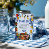 Rustieke BBQ Zomer Blauw Plaid Baby-Q Douche Bedankkaart