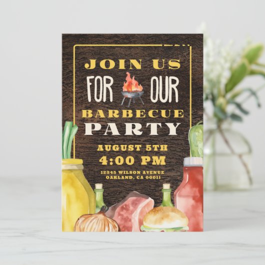 Rustieke BBQ-zomerfeest in de achtertuin Kaart (Staand voorkant)