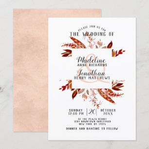 Rustieke Beauty Boho Chic Herfst krans bruiloft Kaart