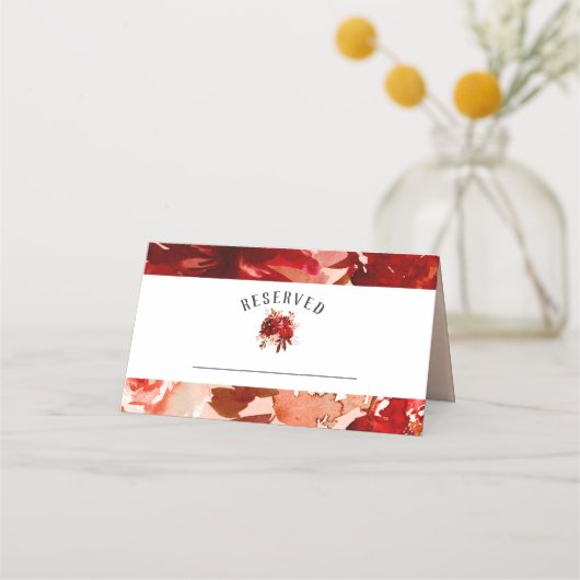 Rustieke Beauty Floral Herfst Gereserveerde Zitpla Plaatskaartje (Voorkant)