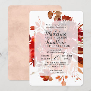 Rustieke Beauty Floral Herfst  ingelijste bruiloft Kaart