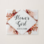 Rustieke Beauty Floral ingelijst Bohemian Bloemenm Legpuzzel<br><div class="desc">Rustieke Beauty Floral Ingelijste Waterverf Boheemse herfst of Herfst Design met Boho Hand geschilderde veren, bloemen, en veel kleurrijke sinaasappel, roest, rood, bordeaux, Marsala, en perzik bladeren en bladeren. Met Hand getrokken lijnelementen, Swirly Hand Lettered Fonts, roos gouden folie glitter, Paint Brush Strokes, en Geometric Diamond Lijst Bloemenmeisje Puzzel! ~...</div>
