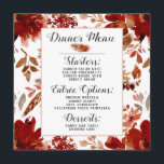 Rustieke Beauty Floral ingelijst Waterverf Boho Ch Menu<br><div class="desc">Rustieke Beauty Floral Ingelijste Waterverf Boheemse herfst of Herfst Design met Boho Hand geschilderde bloemen, veren, en tal van kleurrijke sinaasappel, roest, rood, Bourgondië, Marsala, en perzik bladeren en bladeren. Met Hand getrokken lijnelementen, Swirly Hand Lettered Fonts, en Geometric Rectangle Lijst Wedding Reception Dinner Menu! ~ Controleer mijn winkel om...</div>