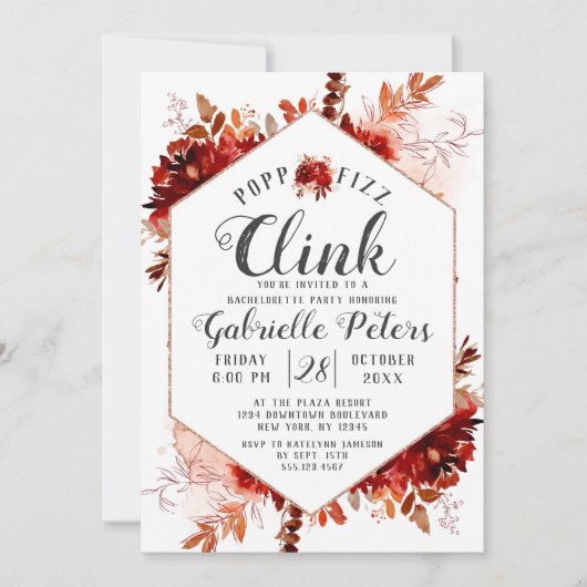 Rustieke Beauty Pop Fizz Clink Bachelorette Party Kaart (Voorkant)