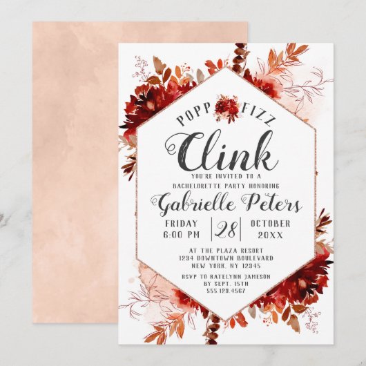 Rustieke Beauty Pop Fizz Clink Bachelorette Party Kaart (Voorkant / Achterkant)