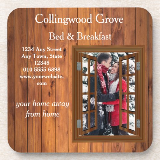 Rustieke Bed and Breakfast 🌿 Custom Lodge Logo Bier Onderzetter (Voorkant)