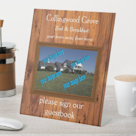 Rustieke Bed & Breakfast 🌿 Guestbook Reclamebord Met Voetstuk
