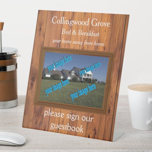 Rustieke Bed & Breakfast 🌿 Guestbook Reclamebord Met Voetstuk (Insitu)