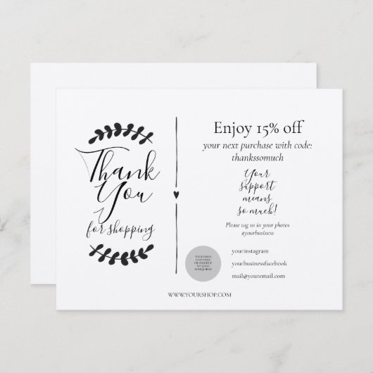 Rustieke Bedankt voor Winkelen Kortingkaart (Voorkant / Achterkant)