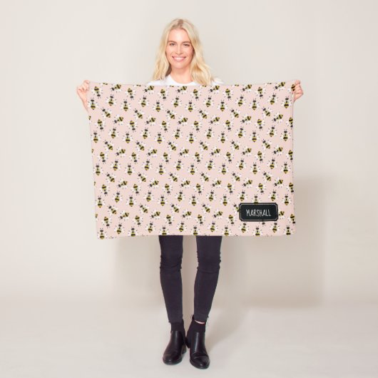 Rustieke Bee Baby Meisje Deken met Aangepaste Naam (In situ)