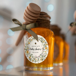 Rustieke Bee Wildflower Baby shower Ronde Sticker