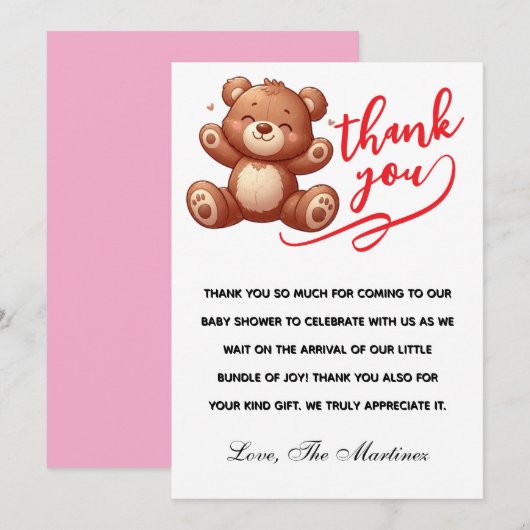 Rustieke Beer Jongen Baby Shower Bedanktkaart Bedankkaart (Voorkant / Achterkant)