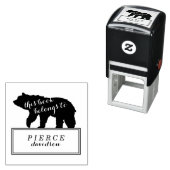 Rustieke Beer Kids Geborduurd Ex-Libris Stempel (In situ)