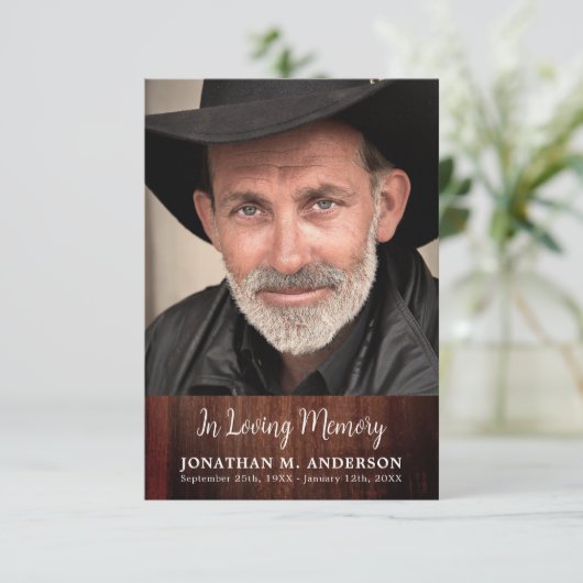 Rustieke begrafenis Eenvoudig gedenkteken Sympathi Bedankkaart (Staand voorkant)