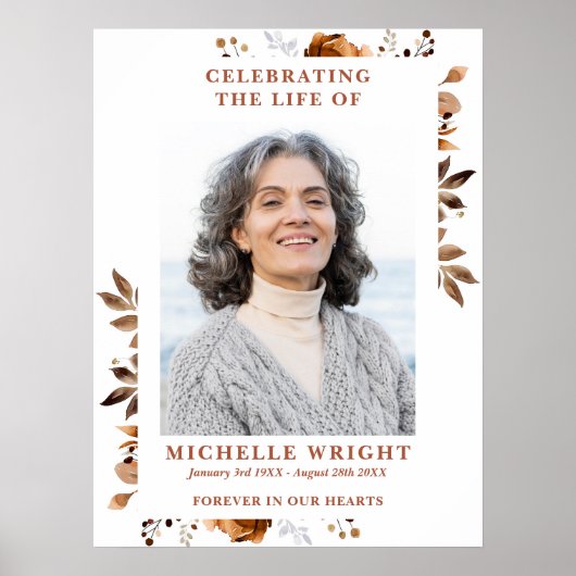 Rustieke begrafenis viering van het leven foto tek poster (Voorkant)