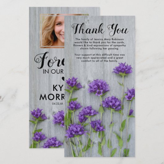 rustieke begrafenis | Voor altijd in ons hart Bedankkaart (Voorkant / Achterkant)