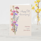 Rustieke Beige Acryl Bloem + Jute Jubileum Kaart (Gele Bloem)