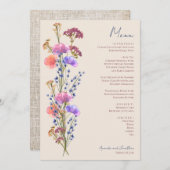 Rustieke Beige Acryl Bloemen Menu (Voorkant / Achterkant)