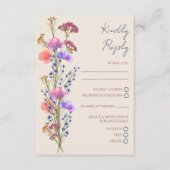 Rustieke Beige Acryl Bloemen RSVP Bruiloft Informatiekaartje (Voorkant)