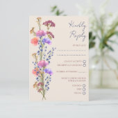 Rustieke Beige Acryl Bloemen RSVP Bruiloft Informatiekaartje (Staand voorkant)