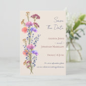 Rustieke Beige Acryl Bloemen Save The Date Kaart (Staand voorkant)