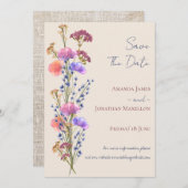 Rustieke Beige Acryl Bloemen Save The Date Kaart (Voorkant / Achterkant)