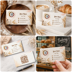 Rustieke beige aquarel tarwebakkerij bedrijf visitekaartje