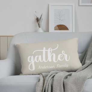 Rustieke Beige Autumn Gathering familienaam Kussen