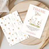 Rustieke Beige Bloemen Een Gekke Gans 1e Verjaarda Bedankkaart