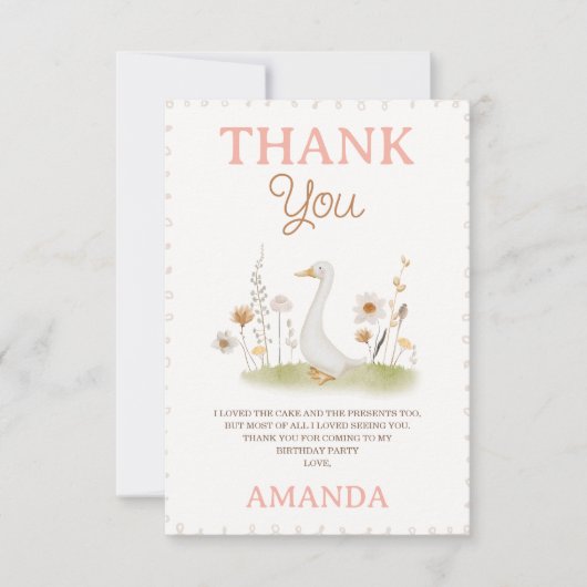 Rustieke Beige Bloemen Een Gekke Gans 1e Verjaarda Bedankkaart (Voorkant)